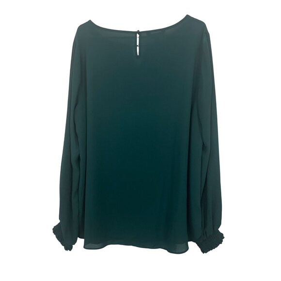 Apt. 9 Womens Long-Sleeve Blouse SZ XL Green Keyhole Neck Lightweight Polyester - Picture 2 of 12